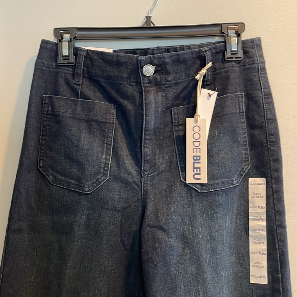 Code Bleu high waist wide leg dark denim jean size 4 NWT